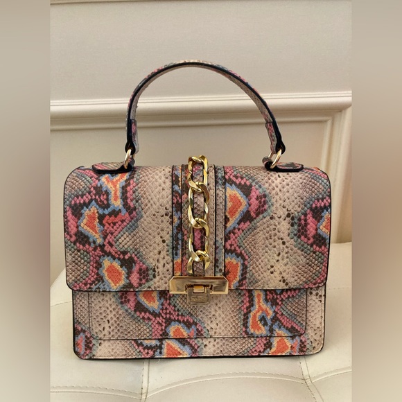 ALDO JERILINI Python Snakeskin multi convertible crossbody, gold hardware EUC - Picture 14 of 15